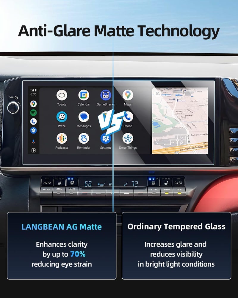 LANGBEAN Anti-Glare Matte 12.3-Inch Screen Protector for 2025 2026 Toyota Camry (XLE/XSE) Infotainment Touchscreen, 9H Tempered Glass/Anti-Fingerprint 2025 Camry Accessories - Image 3